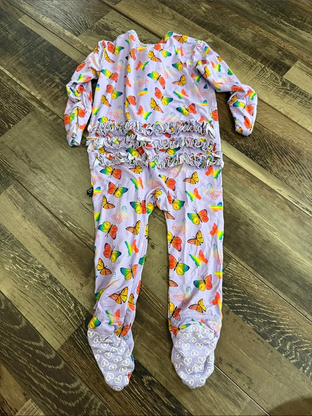 Lavender Butterfly Print Footed One-Piece Pajama for Kids
